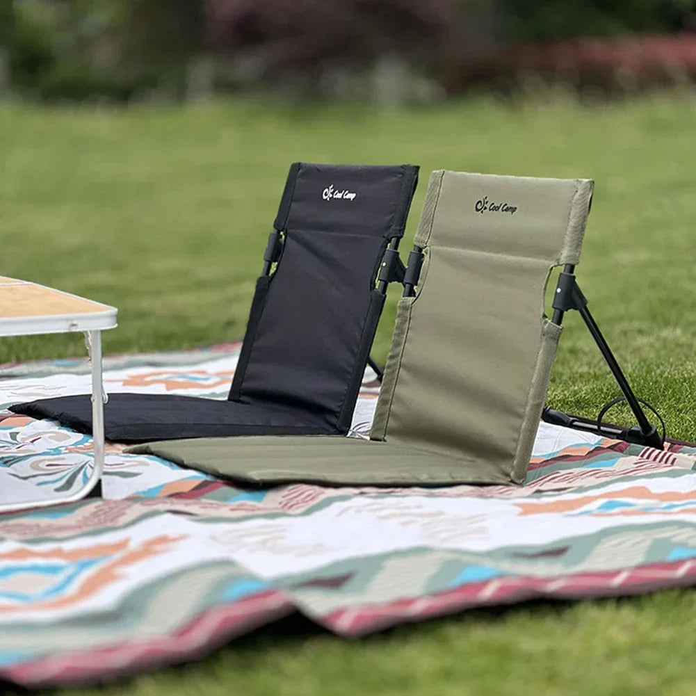 Portable Camping Chair with Backrest Cushion- Green-1