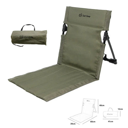 Portable Camping Chair with Backrest Cushion- Green-0